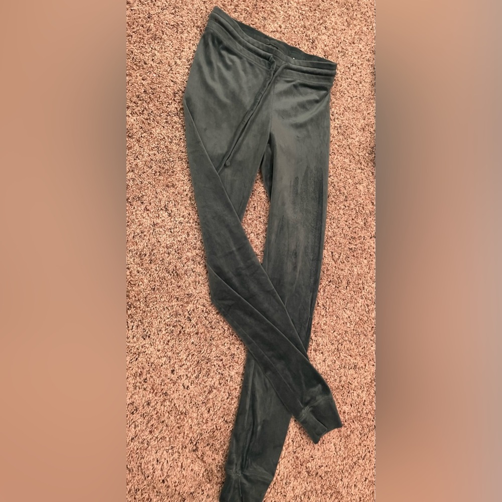 Blue grey velvet joggers